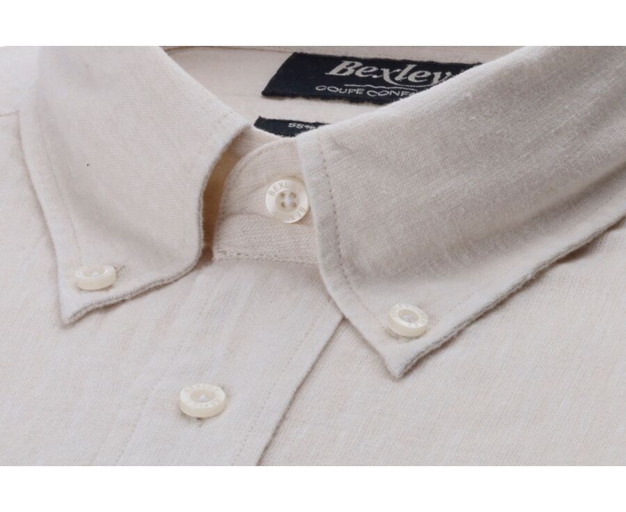 Camisa de lino y algodón Chambray Crudo - COLTEN