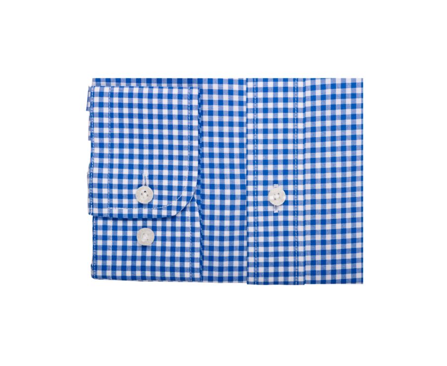 Camisa de algodón blanca con cuadros azul claro - CODELL