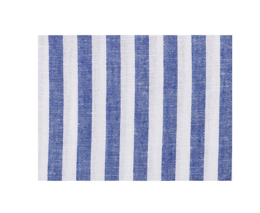 Camisa de algodón y lino a rayas azules oscuras y blancas - SIMONIN