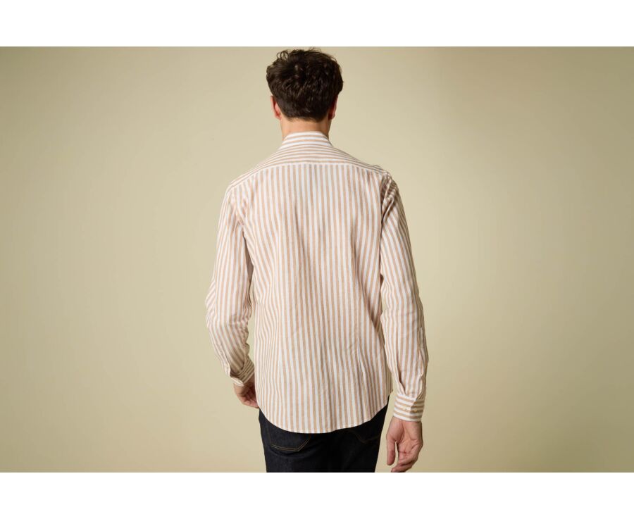 Camisa rayada Camel & Blanco - SIMONIN