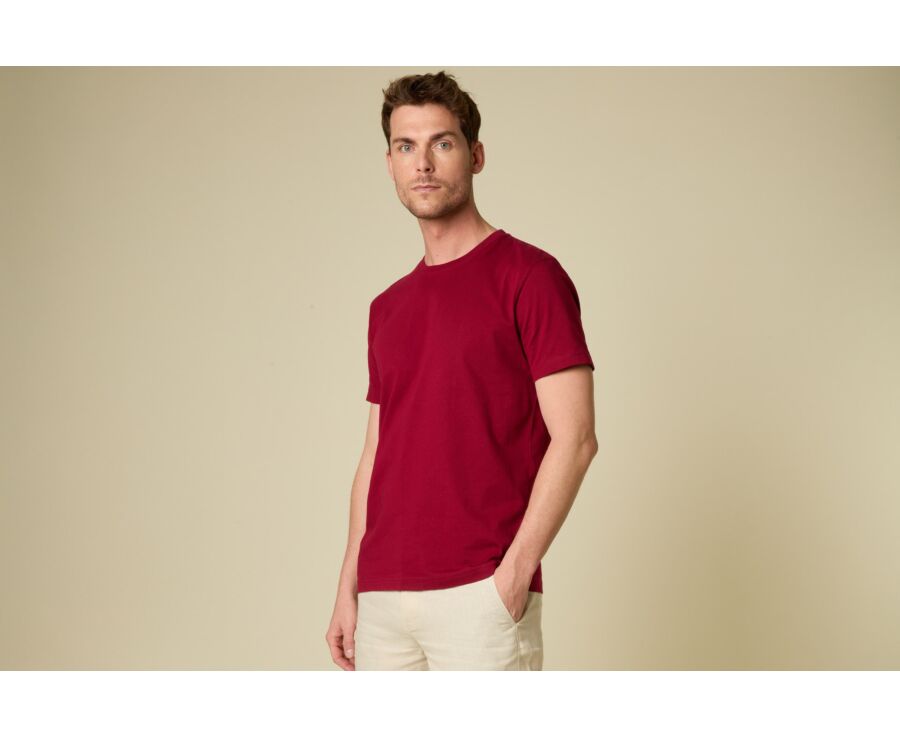 Camiseta lisa de algodón orgánico Burdeos - EDGAR III