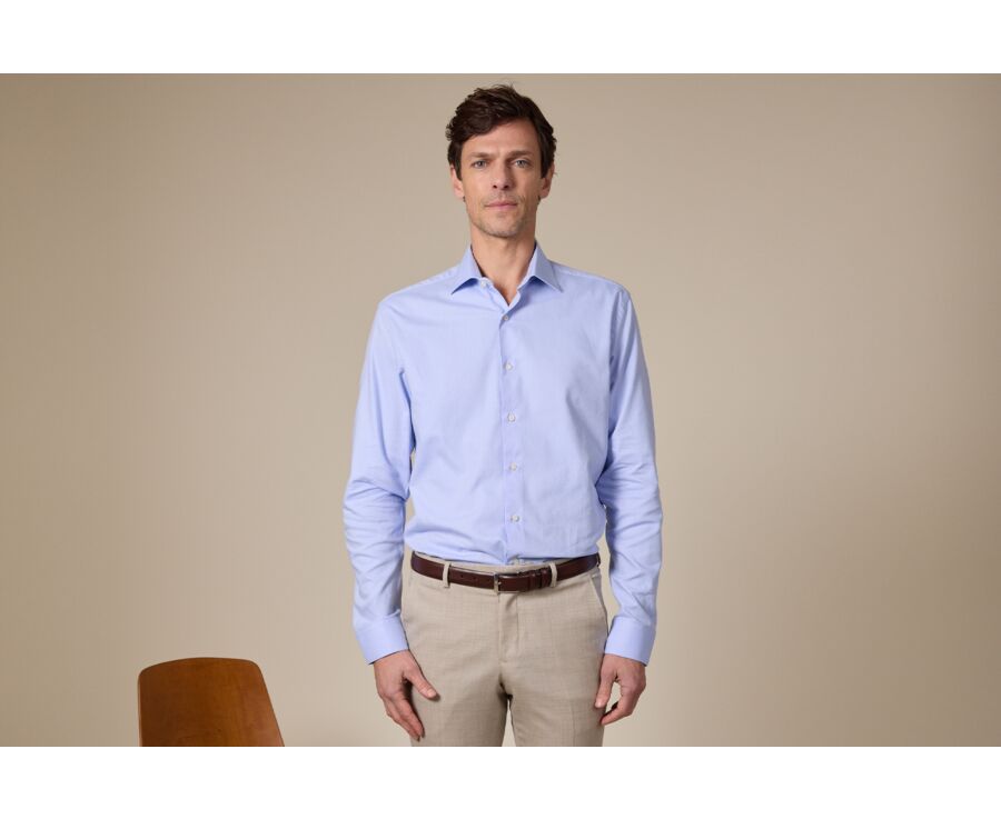 Camisa Celeste Oxford - Cuello italiano - OTTAVIO CLASSIC