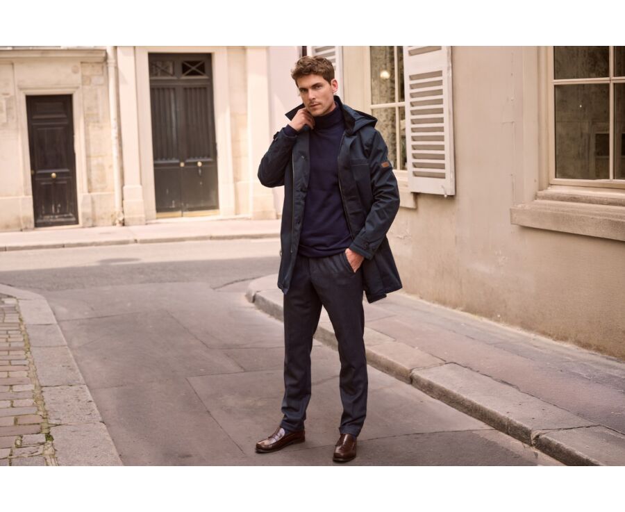 Gabardina de hombre acolchada azul marino - AURESTILDE