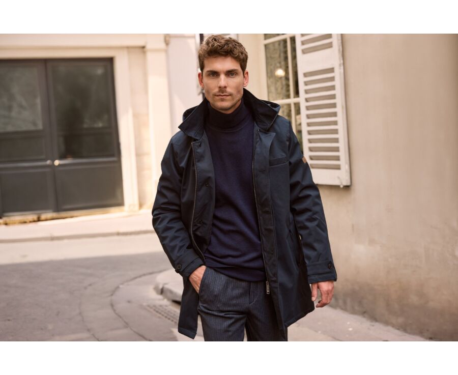 Gabardina de hombre acolchada azul marino - AURESTILDE