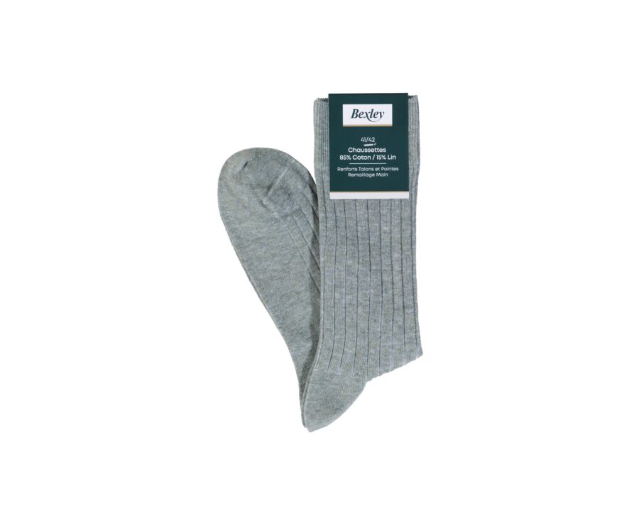 Calcetines de algodón y lino con ribete para hombre Verde Salvia