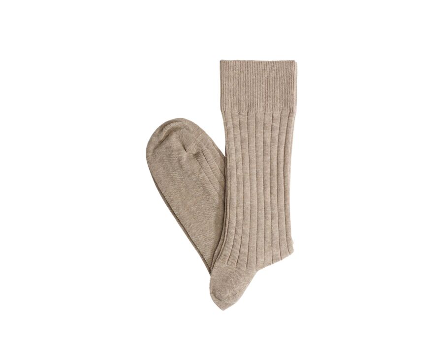 Calcetines de algodón y lino con ribete para hombre Caqui moteado