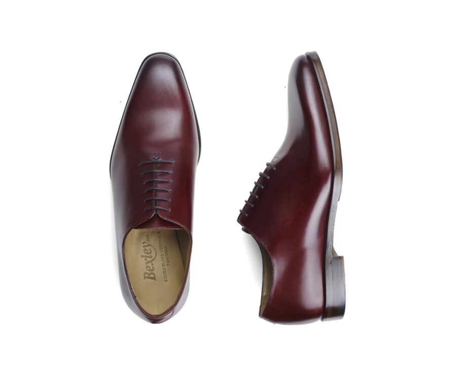 Zapato Oxford para hombre Burdeos Brillante con suela de cuero con patin - BELLAGIO PATIN