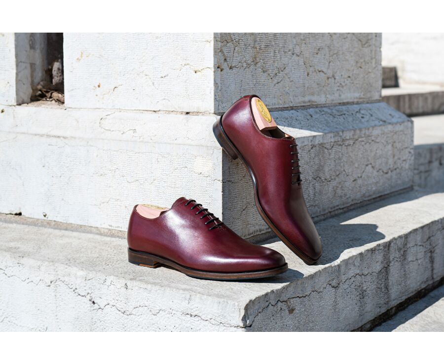 Zapato Oxford para hombre Burdeos Brillante con suela de cuero con patin - BELLAGIO PATIN