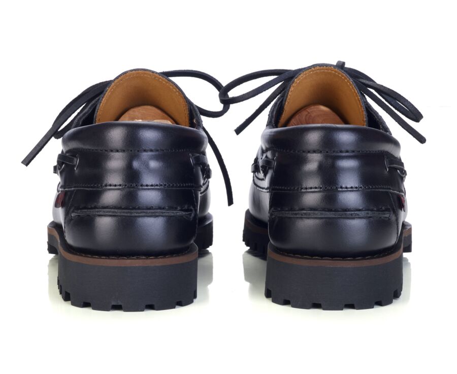 Zapato náutico hombre en cuero negro suela crantada - BOCA RATON II