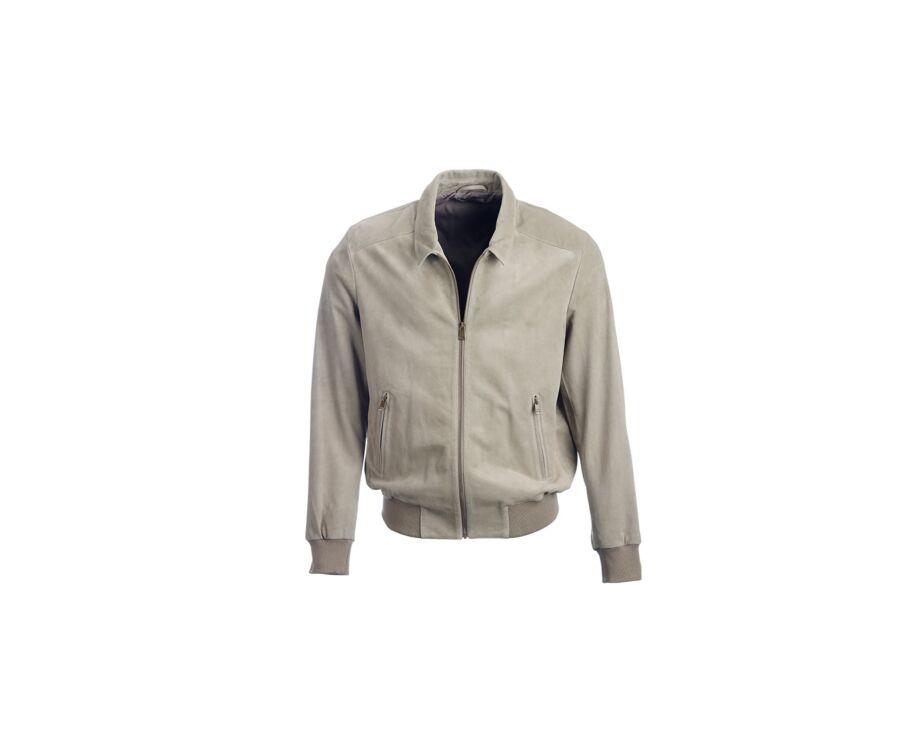 Chaqueta de cuero de terciopelo para hombre Caqui Claro - EDRIK
