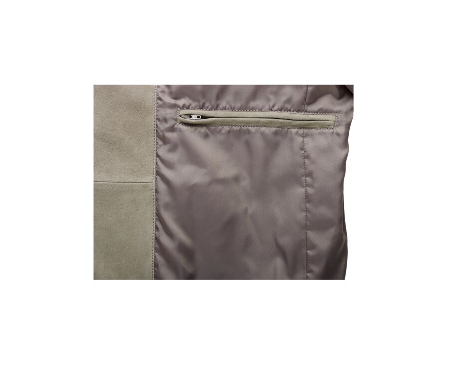 Chaqueta de cuero de terciopelo para hombre Caqui Claro - EDRIK