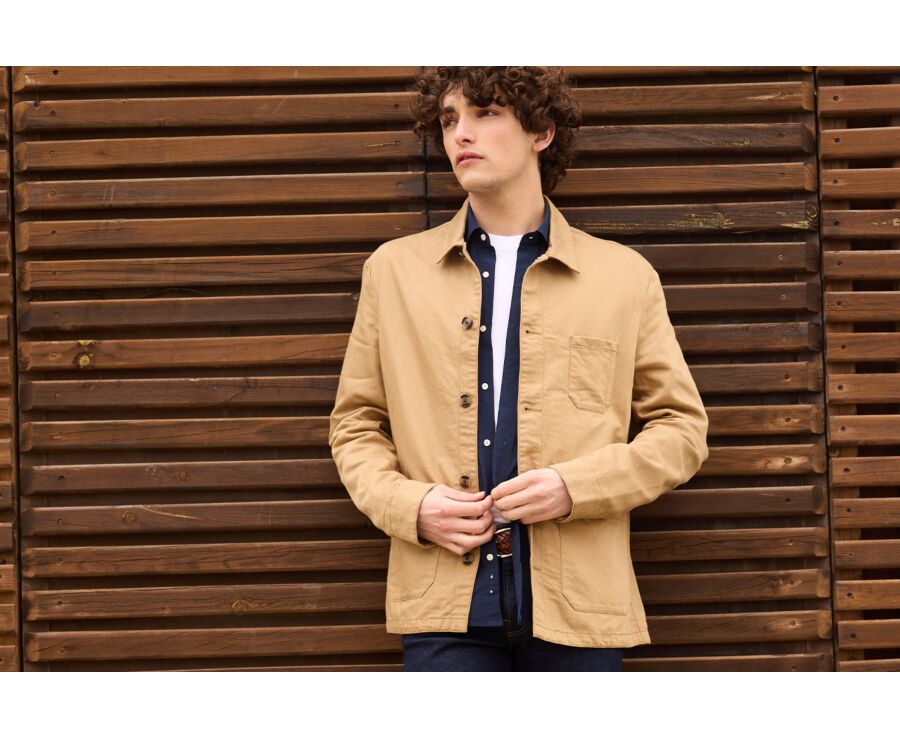 Chaqueta de pintor algodón/lino Desierto - FAUSTINIEN