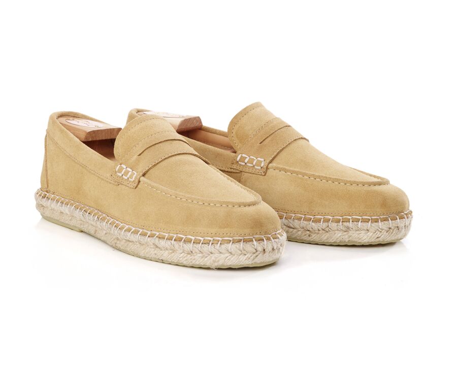 Mocasín suela de alpargata hombre Terciopelo Beige Oscuro - PANAREA