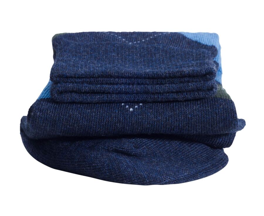 Calcetines de rombos azul jaspeado y verde para hombre