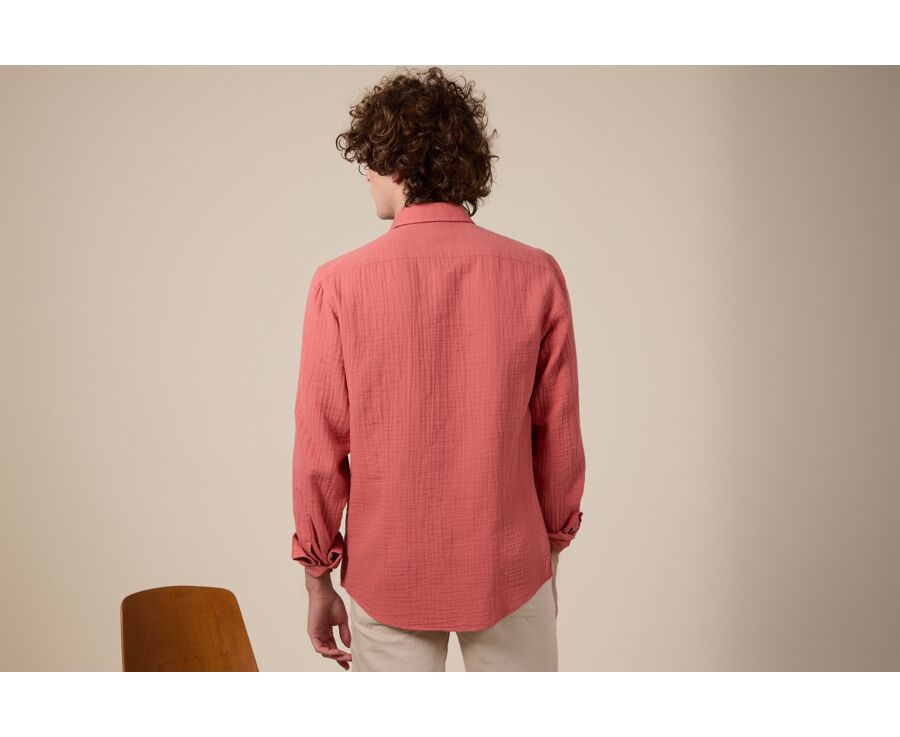 Camisa de  tejido Gasa Coral - Cuello Francés - SYLVIEN