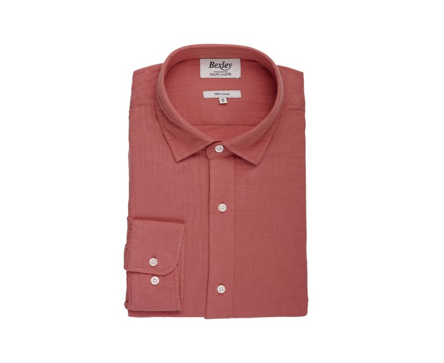 Camisa de  tejido Gasa Coral - Cuello Francés - SYLVIEN