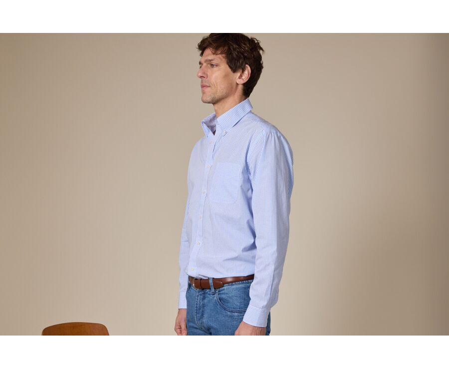 Camisa azul de cuadros celeste y blanco - GLENN