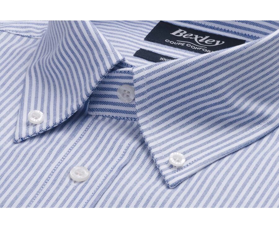 Camisa Oxford para hombre - Rayas Navy y Blanco - KEVON