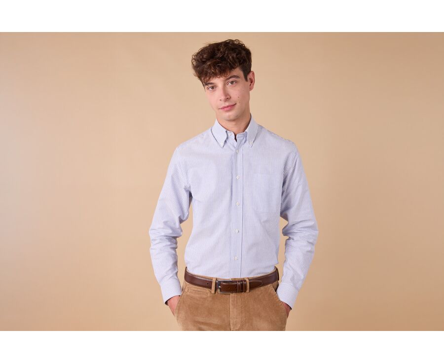 Camisa Oxford para hombre - Rayas Navy y Blanco - KEVON