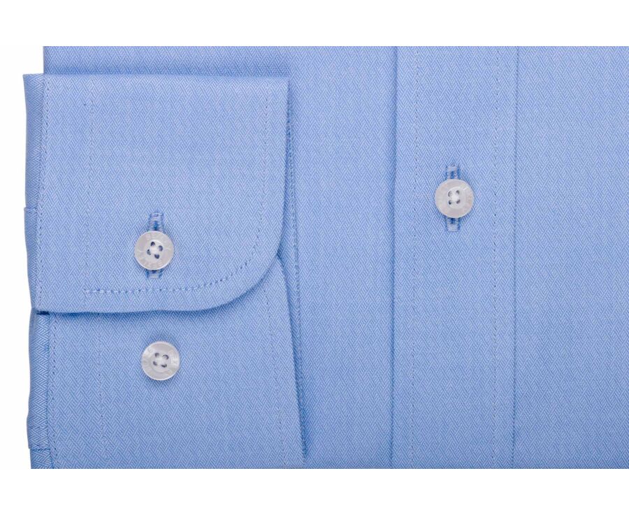 Camisa de hombre lisa de sarga en azul - FROMOND