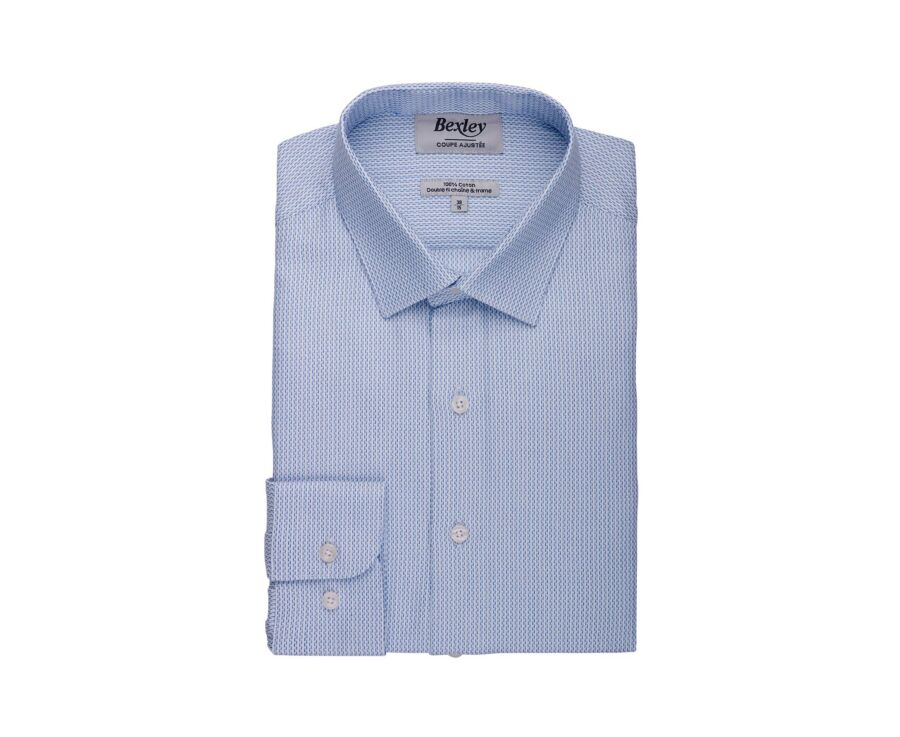 Camisa de hombre celeste de sarga con efecto jaspeado - VILMOND CLASSIC