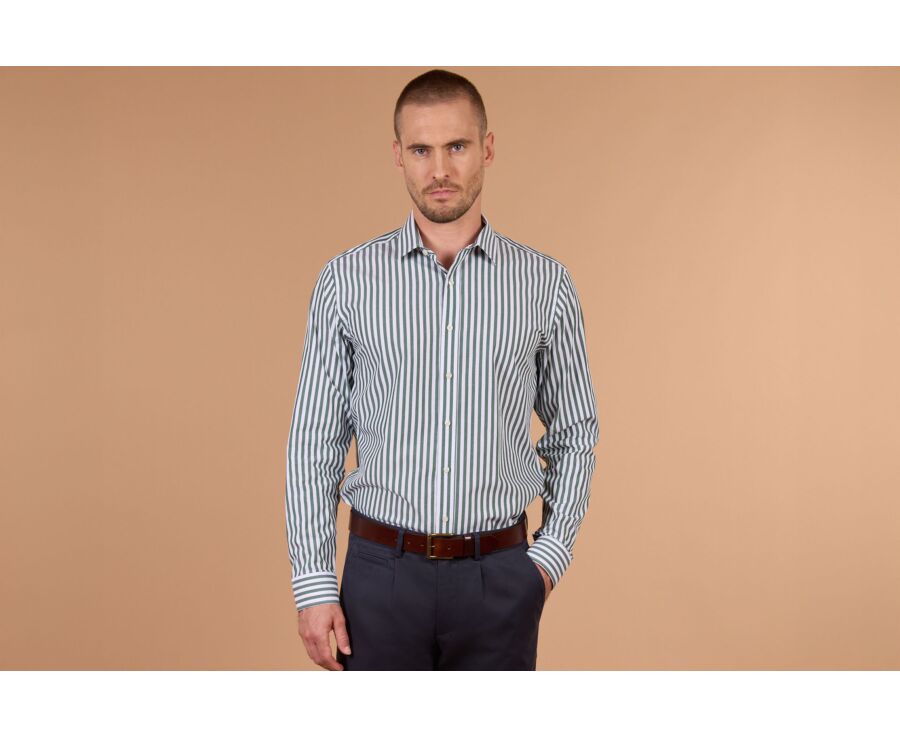 Camisa hombre rayas blancas y verdes - MATHURIN II