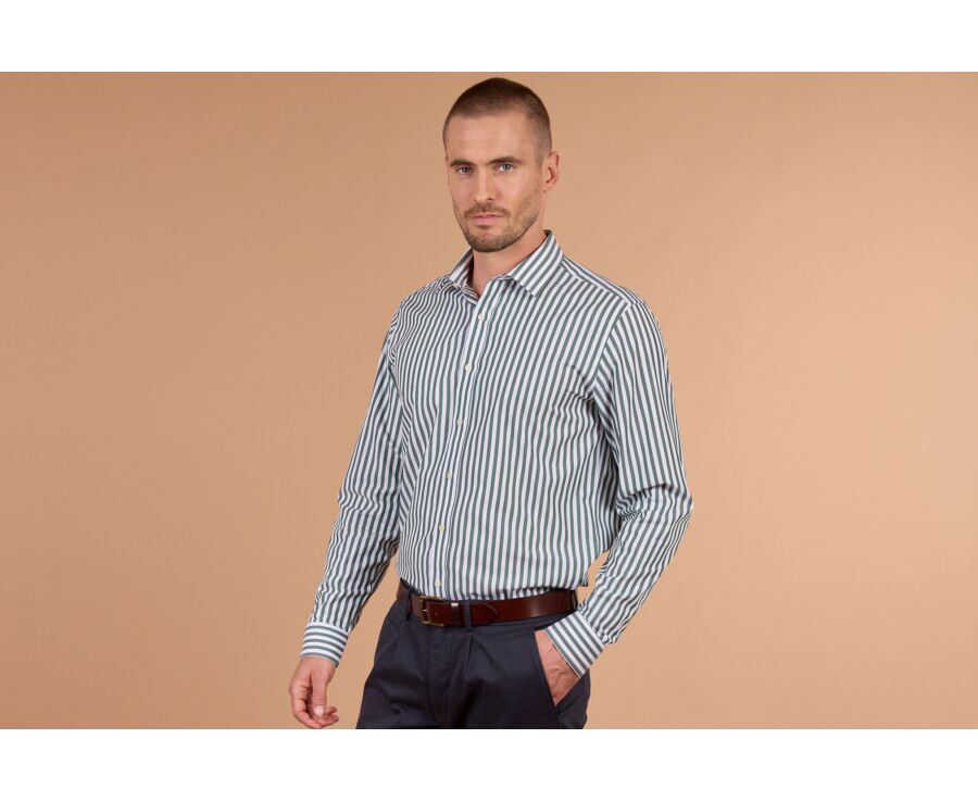 Camisa hombre rayas blancas y verdes - MATHURIN II