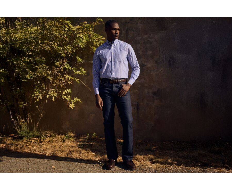 Camisa hombre rayas azul océano - HUNTER