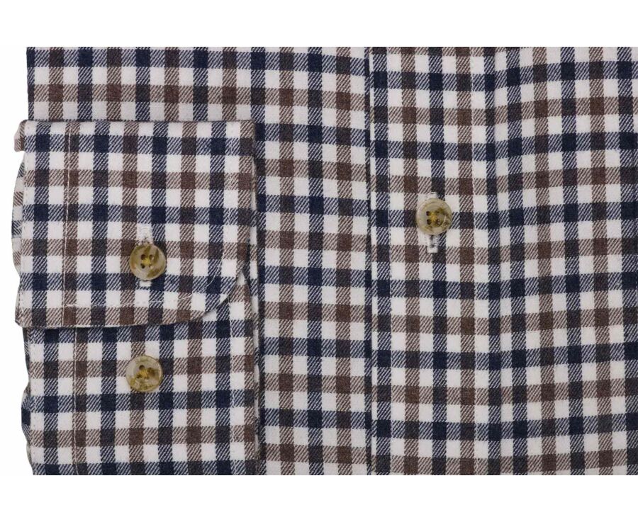Camisa hombre vichy azul y marrón franela - JAIDEN