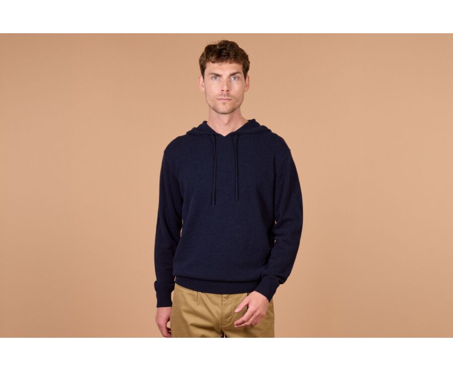 Jersey hombre con capucha marino en lana - HOODRICK