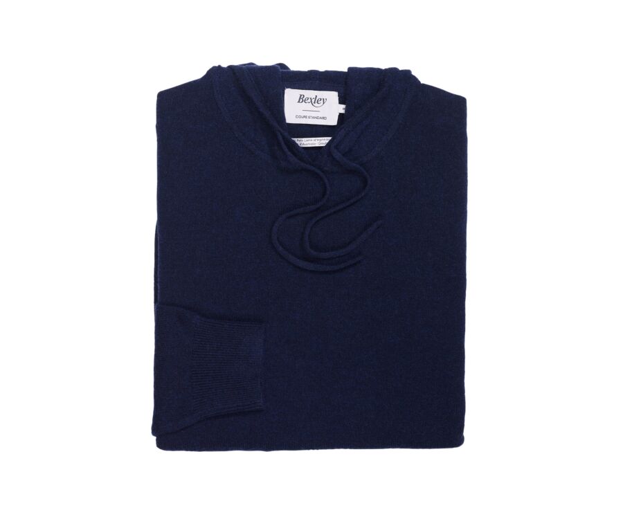 Jersey hombre con capucha marino en lana - HOODRICK