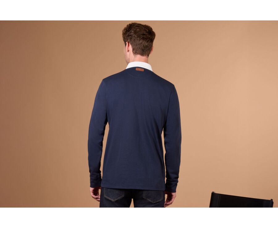 Polo rugby hombre manga larga navy en jersey lavado - SKYLER