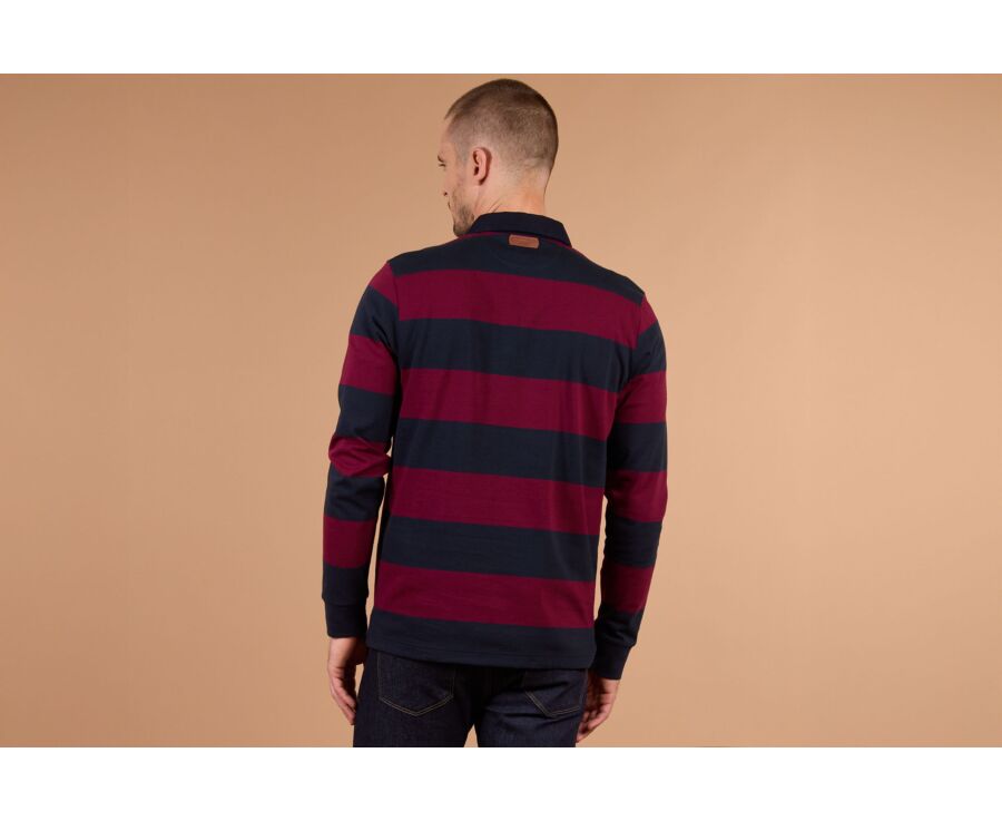 Polo rugby hombre manga larga burdeos y navy - SKYLER