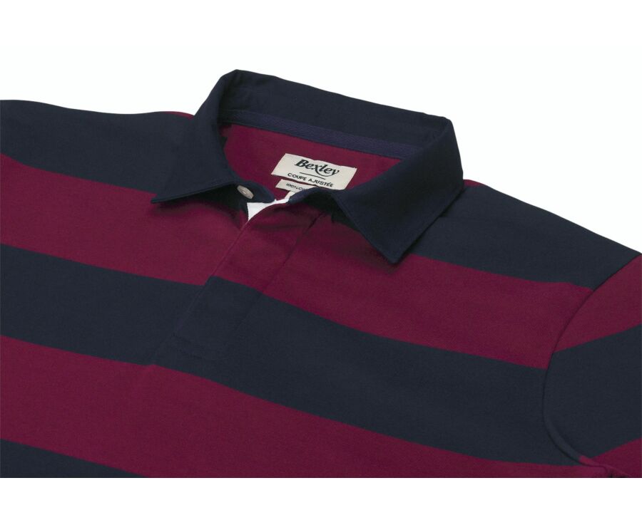 Polo rugby hombre manga larga burdeos y navy - SKYLER