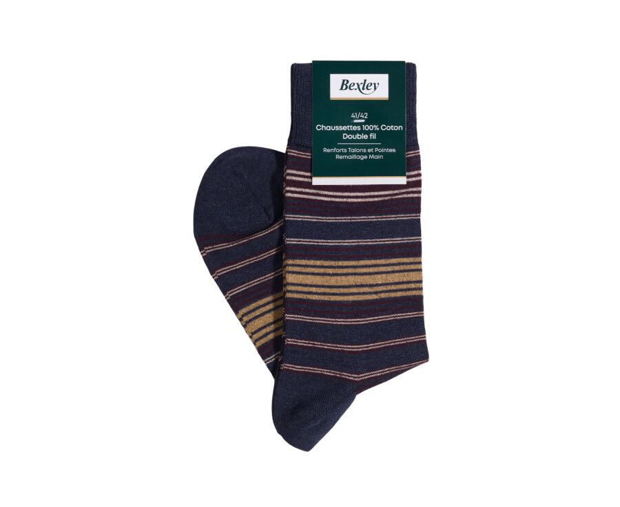 Calcetines de rayas finas azul oscuro jaspeado para hombre