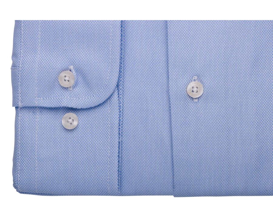 Camisa de sarga de algodón Azul - Cuello italiano - CLAUDIO