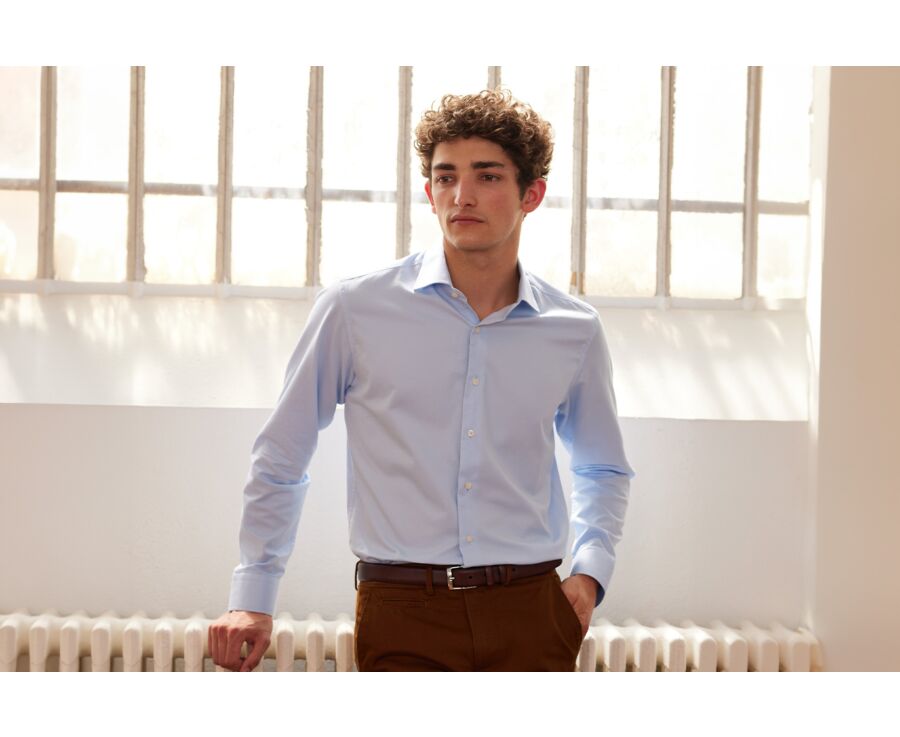Camisa de algodón azul claro - GIORGIO