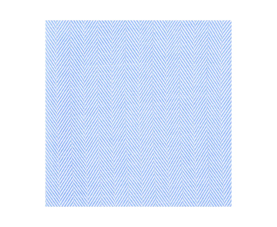 Camisa de sarga de espiga azul - Cuello italiano - LUIGI