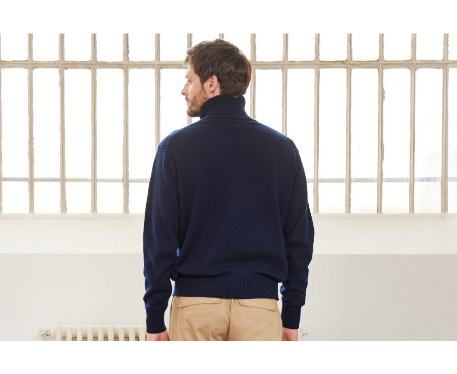 Jersey de lana con cuello alto para hombre Azul Marino - KENNERIC