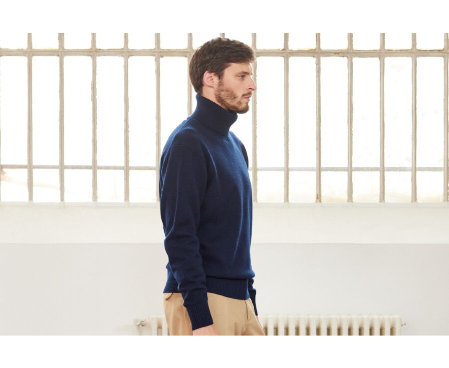 Jersey de lana con cuello alto para hombre Azul Marino - KENNERIC