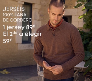 Hombre con un jersey de lana marrón
