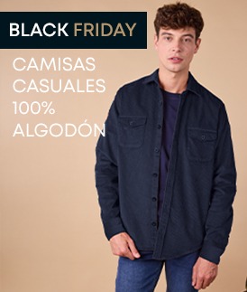 Hombre con camisa casual de algodón, promoción Black Friday
