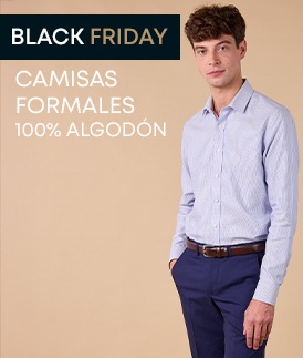 Hombre con camisa formal de algodón, promoción Black Friday