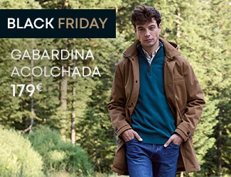 Hombre con trench acolchado camel – Black Friday