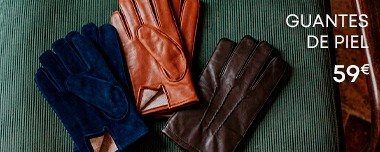 Guantes de hombre de cuero marrón, coñac y ante azul marino
