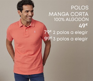 Polo de manga corta para hombre en color rojo teja