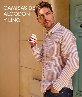Camisa casual de algodon y lino para hombre