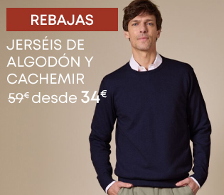   Jersey azul marino de algodón con cachemir para hombre