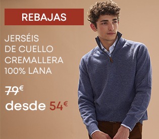 Hombre con jersey de lana de media cremallera