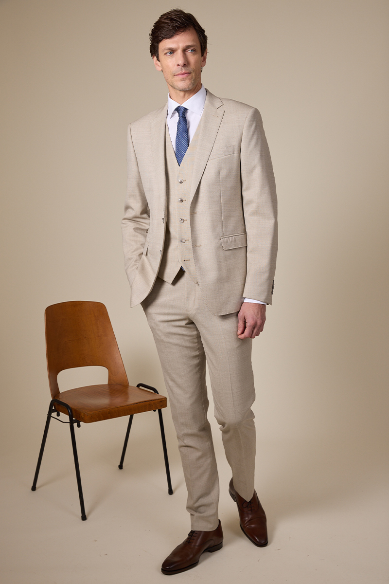 Traje Lazare 3 piezas beis moteado